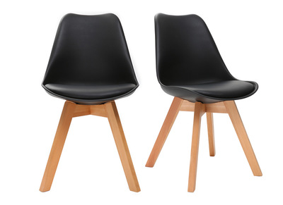 Lote de 2 sillas dise&ntilde;o pies madera negras PAULINE