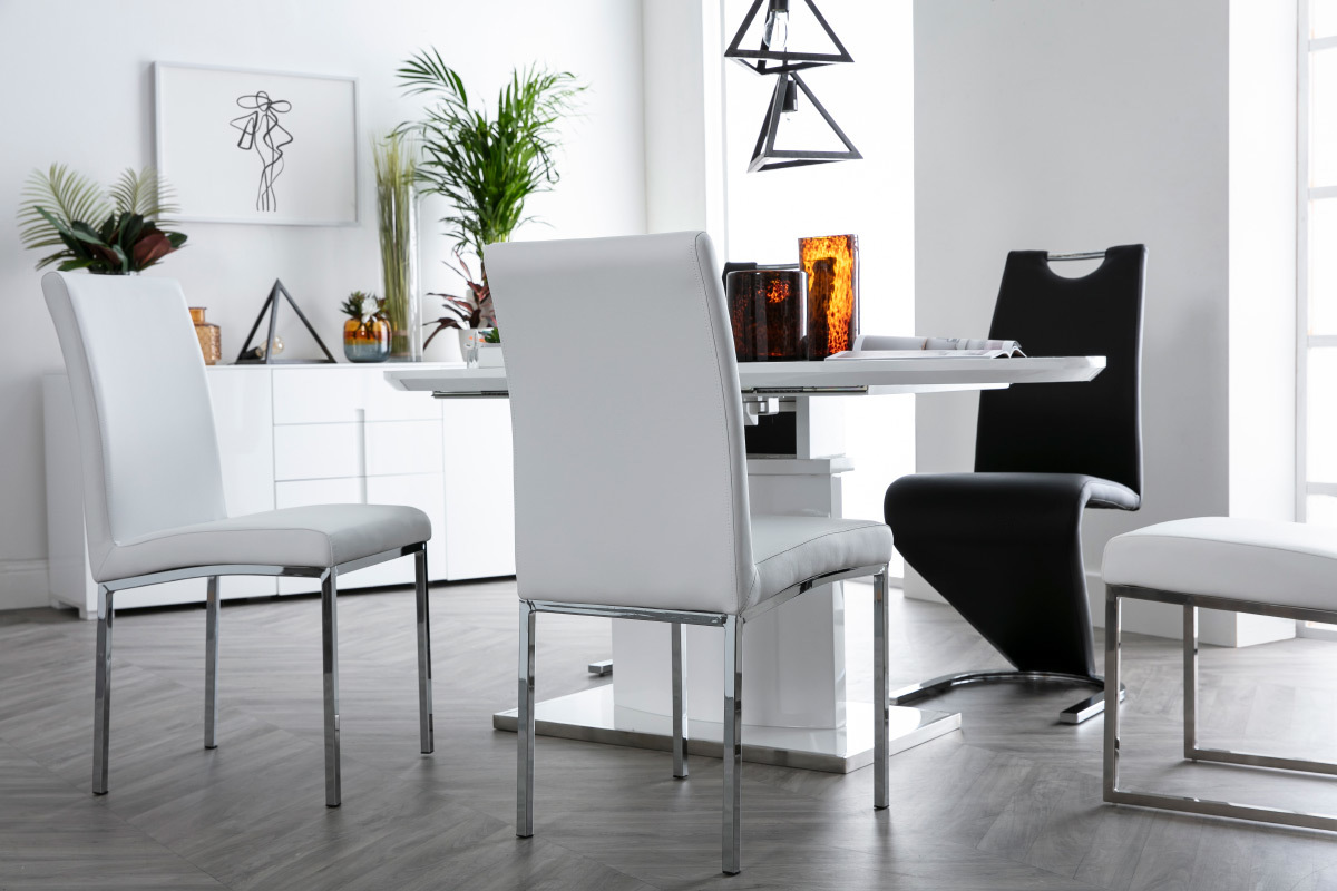 Lote de 2 sillas diseo poliuretano blanco SIMEA