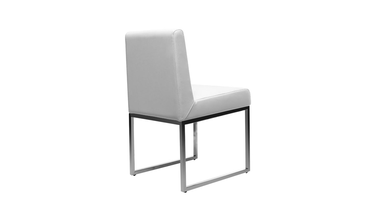 Lote de 2 sillas diseño poliuretano blanco y acero cromado JUNIA