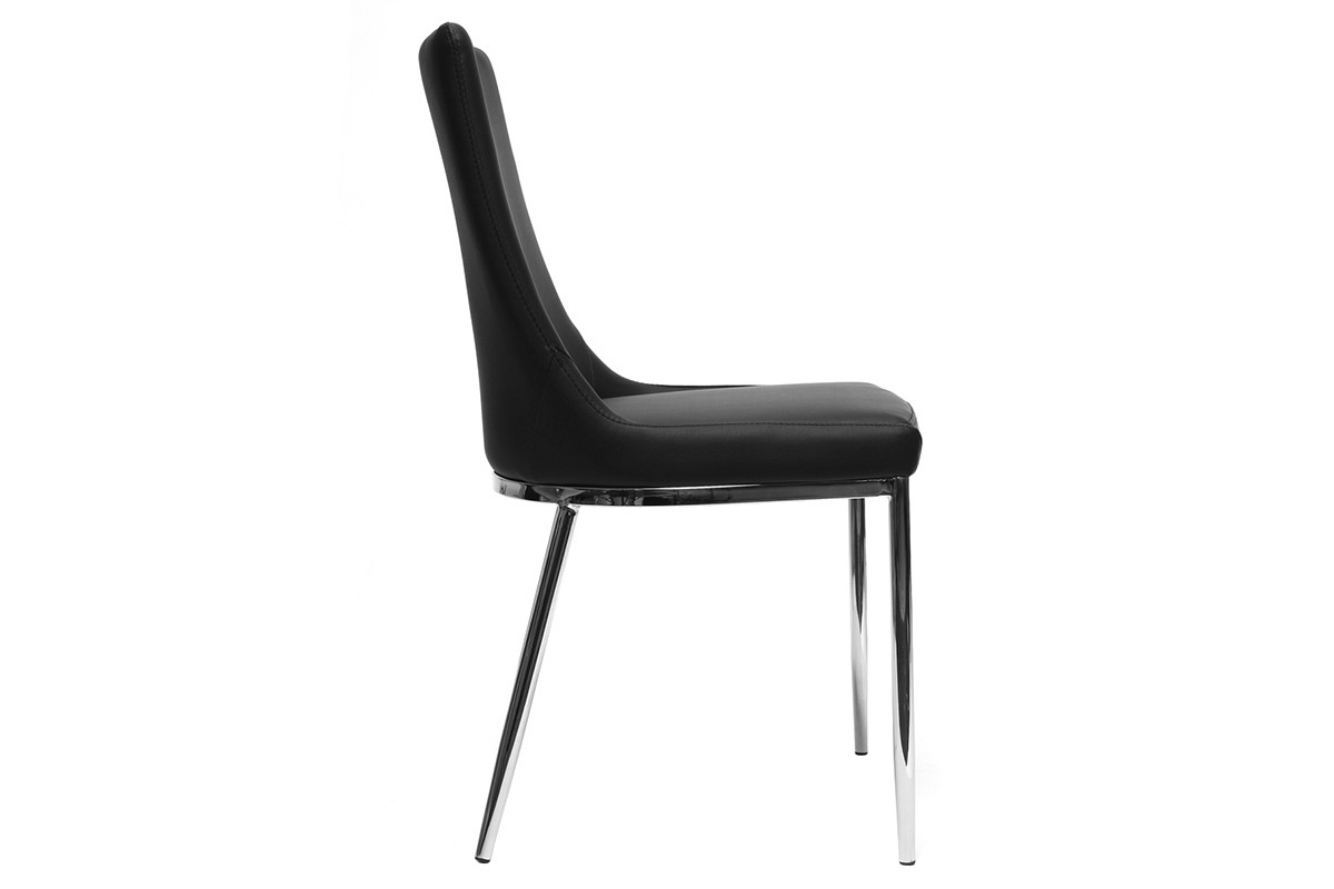 Lote de 2 sillas dise�o poliuretano negro y acero cromado IRA