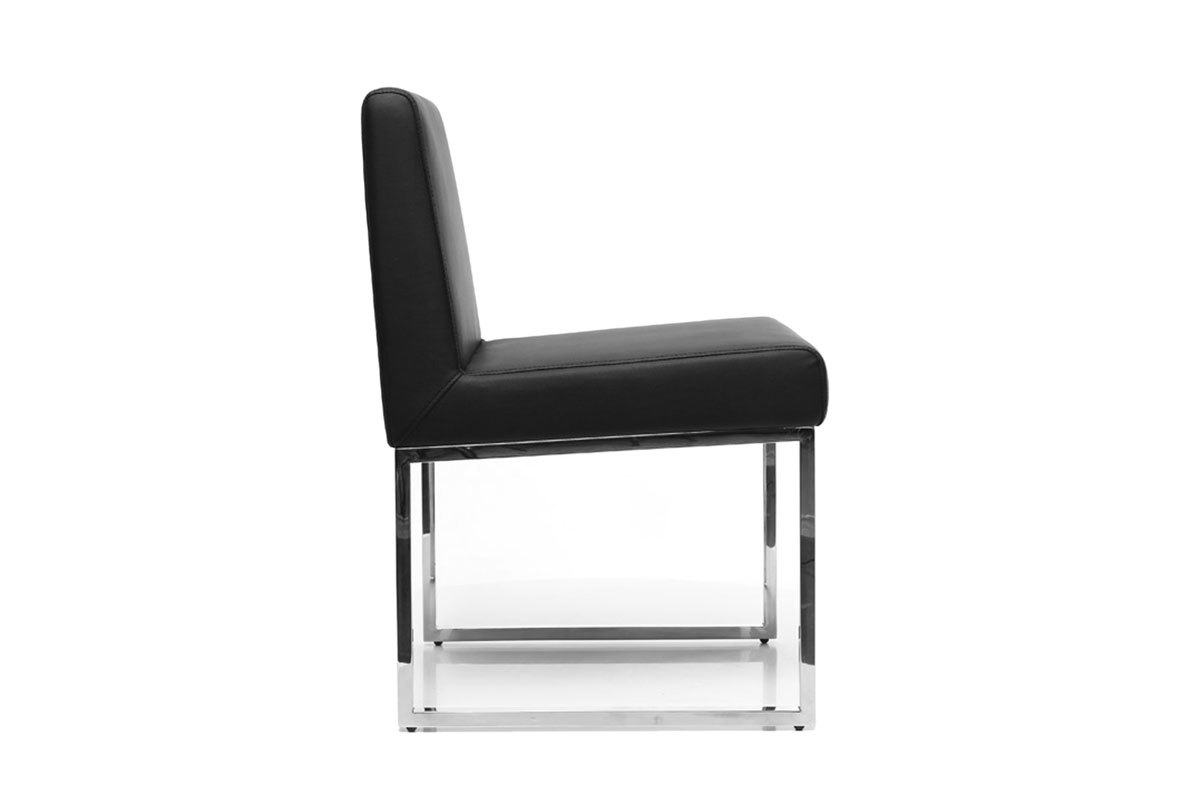 Lote de 2 sillas dise�o poliuretano negro y acero cromado JUNIA