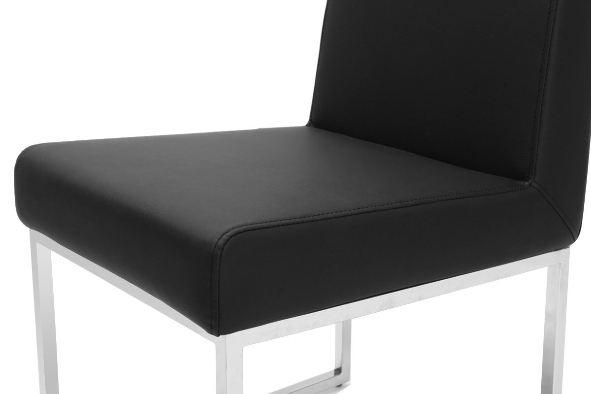 Lote de 2 sillas dise�o poliuretano negro y acero cromado JUNIA