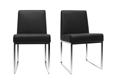 Lote de 2 sillas dise&ntilde;o poliuretano negro y acero cromado JUNIA