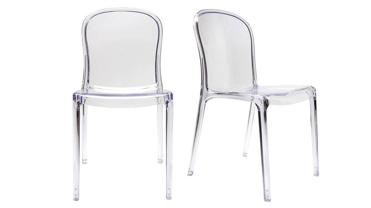 Lote de 2 sillas diseño transparente policarbonato THALYSSE