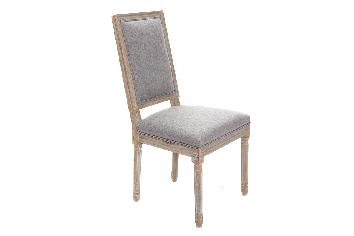 Lote de 2 sillas en tejido gris claro patas madera clara AMAURY