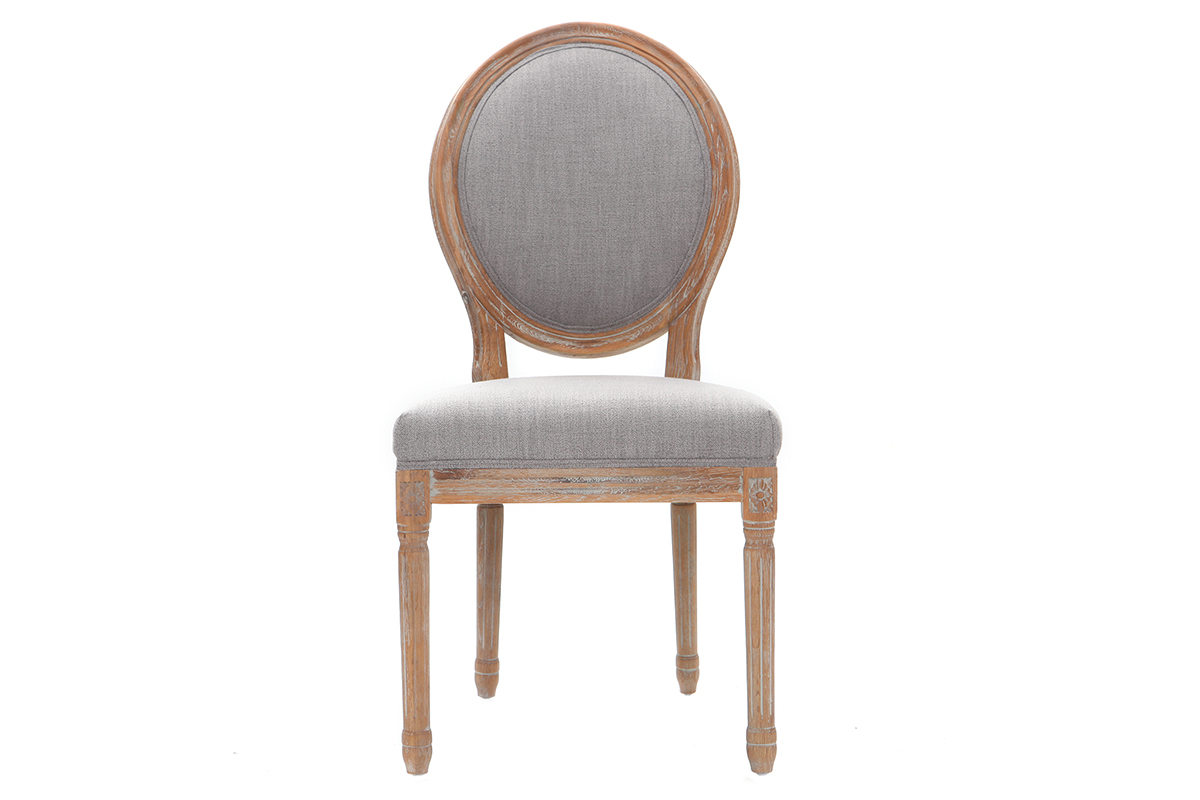 Lote de 2 sillas en tejido gris claro patas madera clara LEGEND