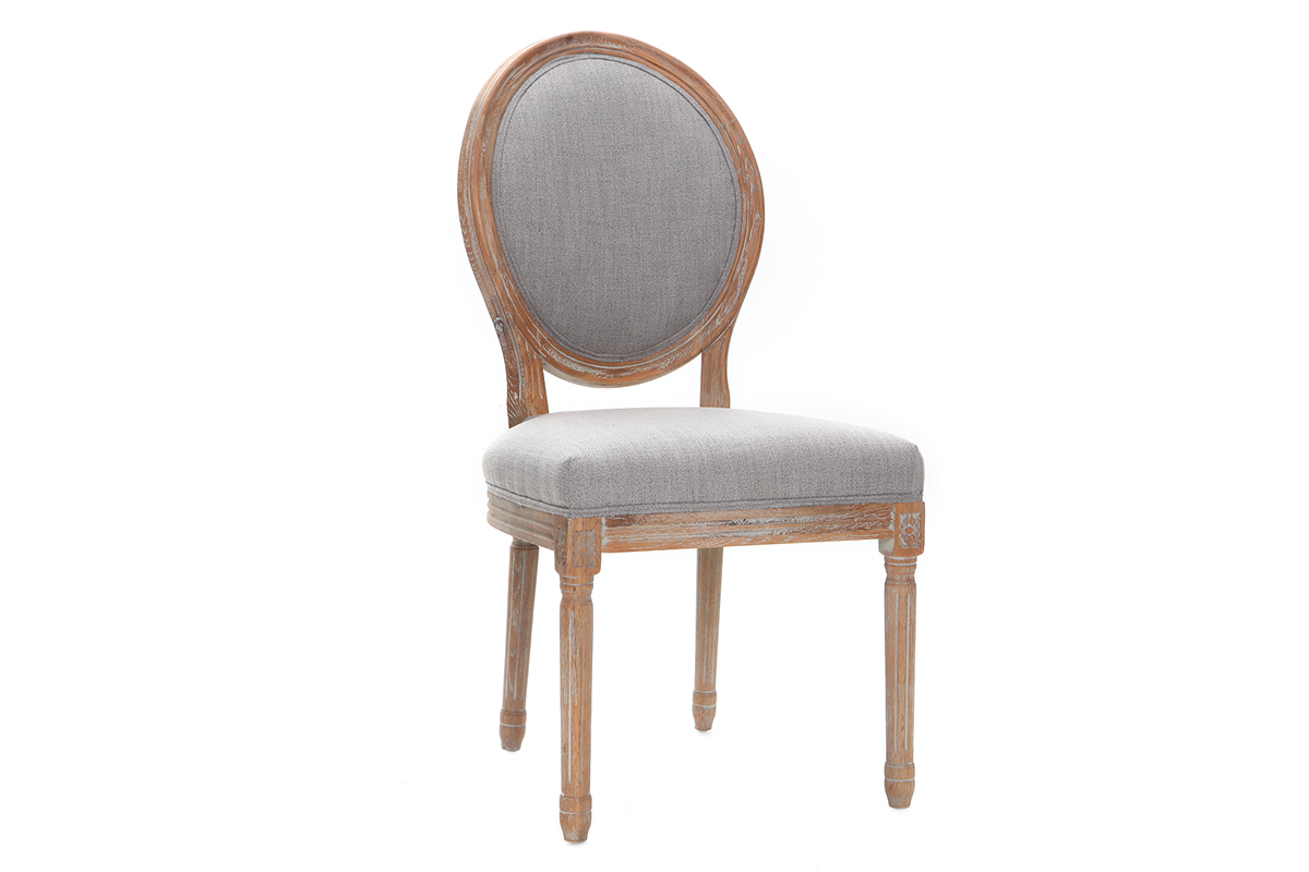 Lote de 2 sillas en tejido gris claro patas madera clara LEGEND