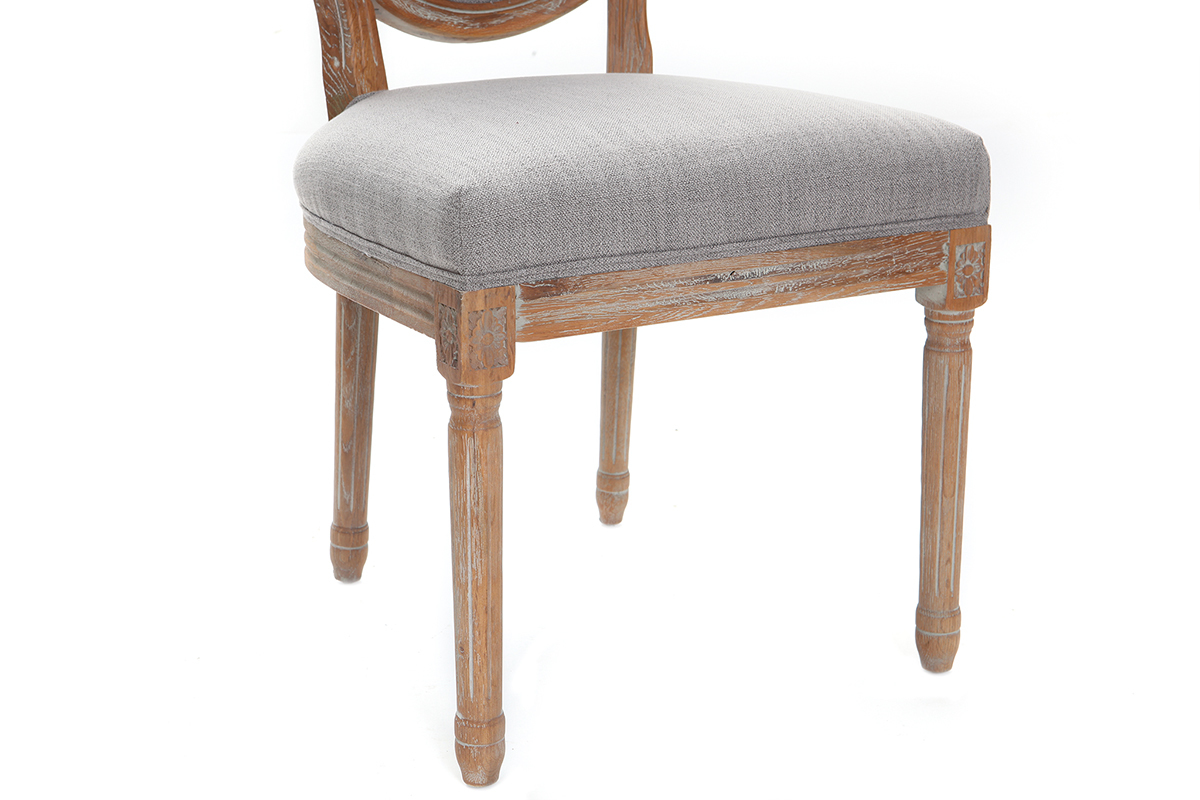 Lote de 2 sillas en tejido gris claro patas madera clara LEGEND