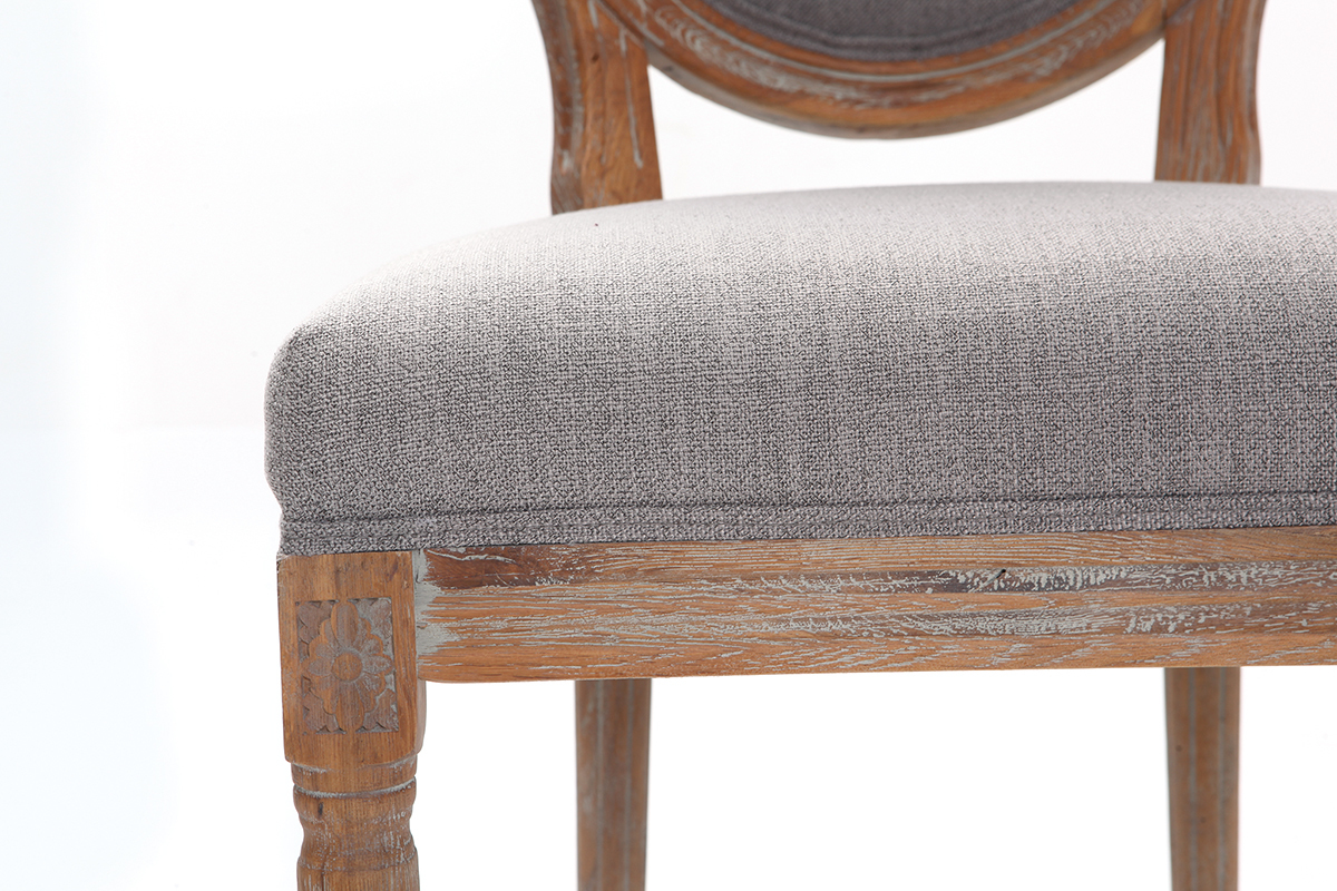 Lote de 2 sillas en tejido gris claro patas madera clara LEGEND