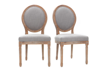 Lote de 2 sillas en tejido gris claro patas madera clara LEGEND