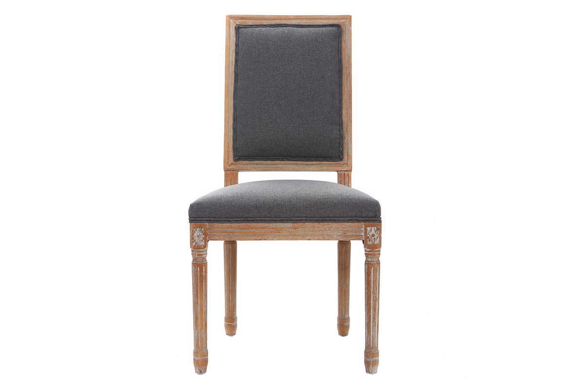 Lote de 2 sillas en tejido gris oscuro patas madera clara AMAURY