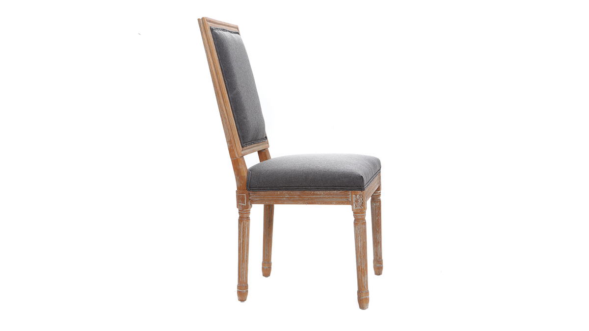 Lote de 2 sillas en tejido gris oscuro patas madera clara AMAURY