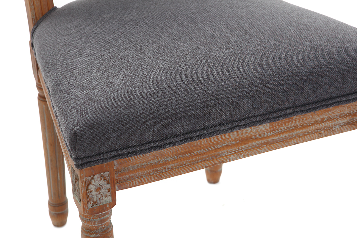 Lote de 2 sillas en tejido gris oscuro patas madera clara AMAURY