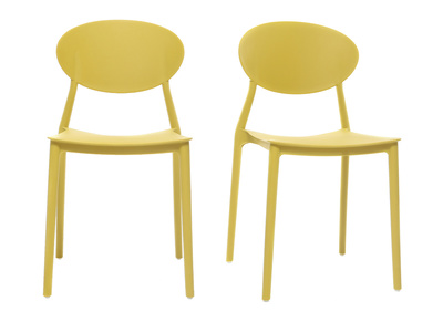 Lote de 2 sillas modernas amarillo polipropileno apilables ANNA