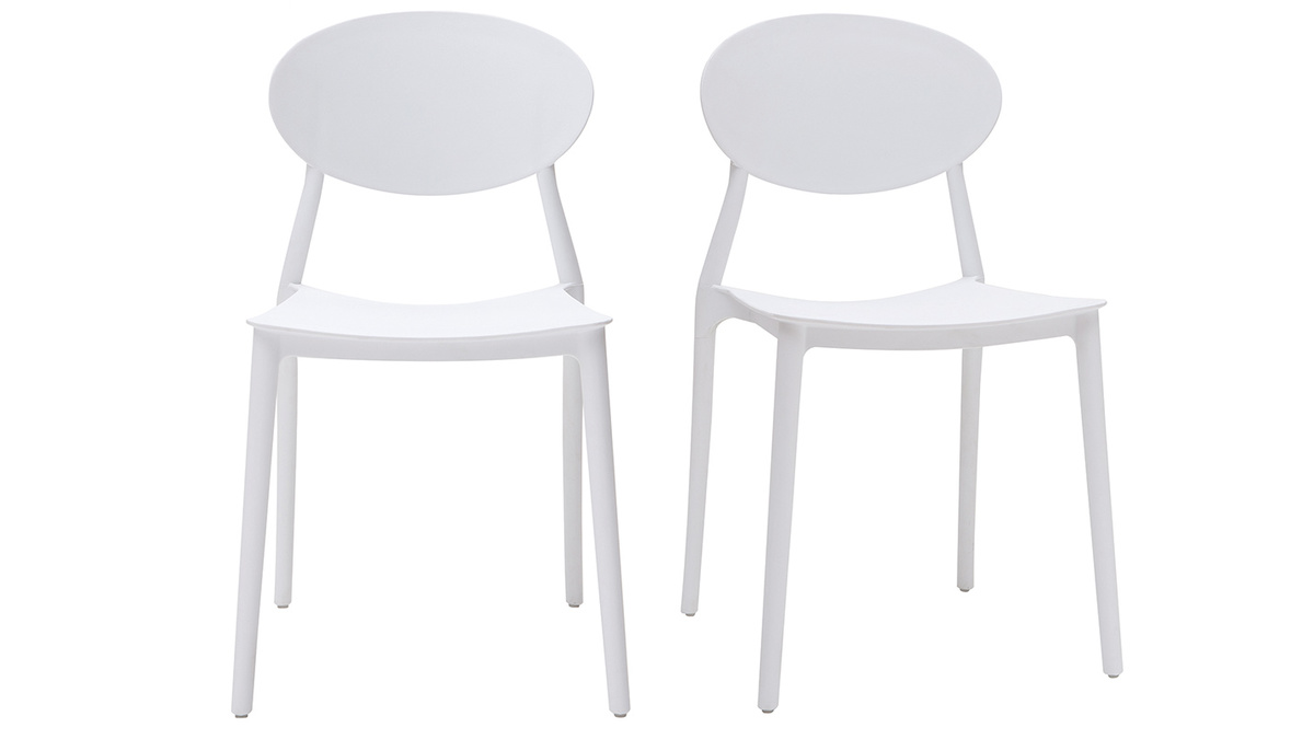 Lote de 2 sillas modernas blancas polipropileno ANNA