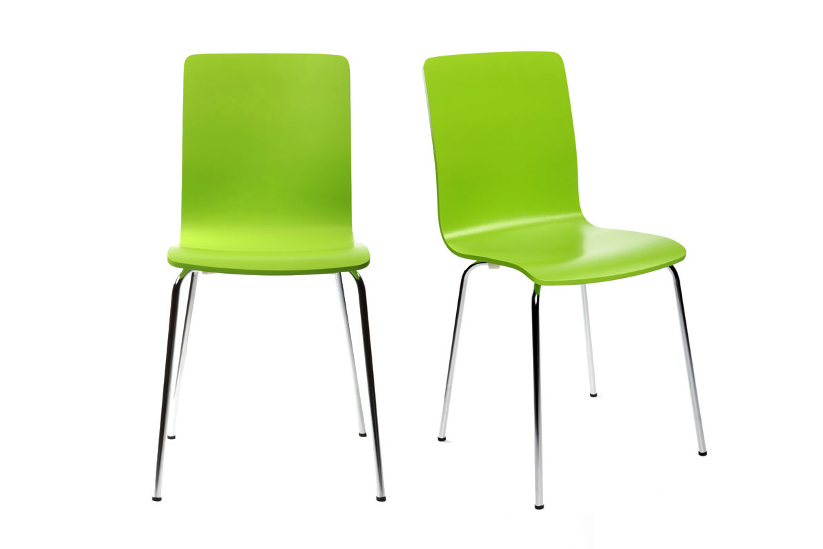 Lote de 2 sillas modernas color verde manzana NELLY