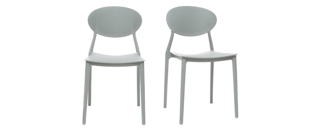 Lote de 2 sillas modernas gris polipropileno ANNA