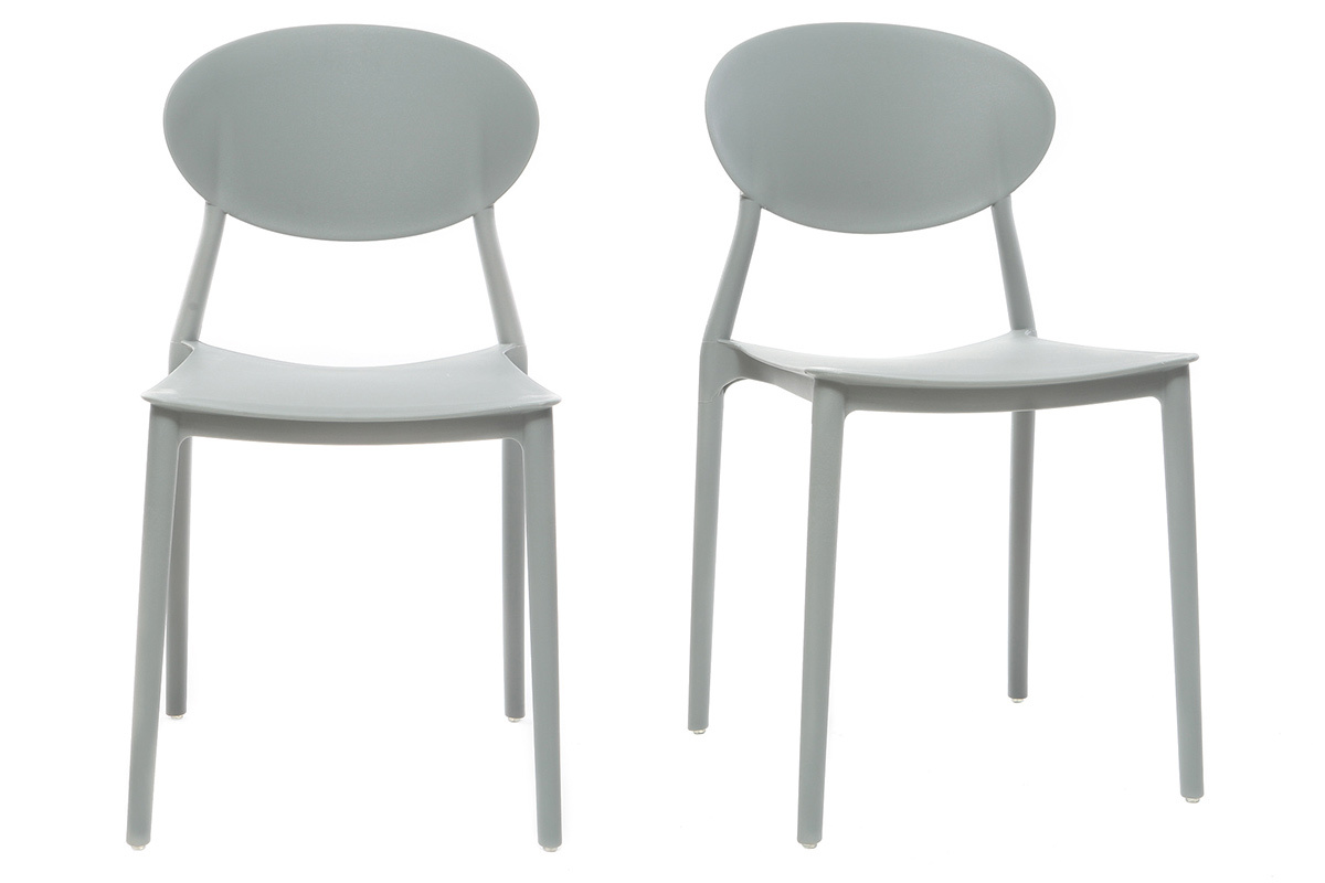 Lote de 2 sillas modernas gris polipropileno ANNA