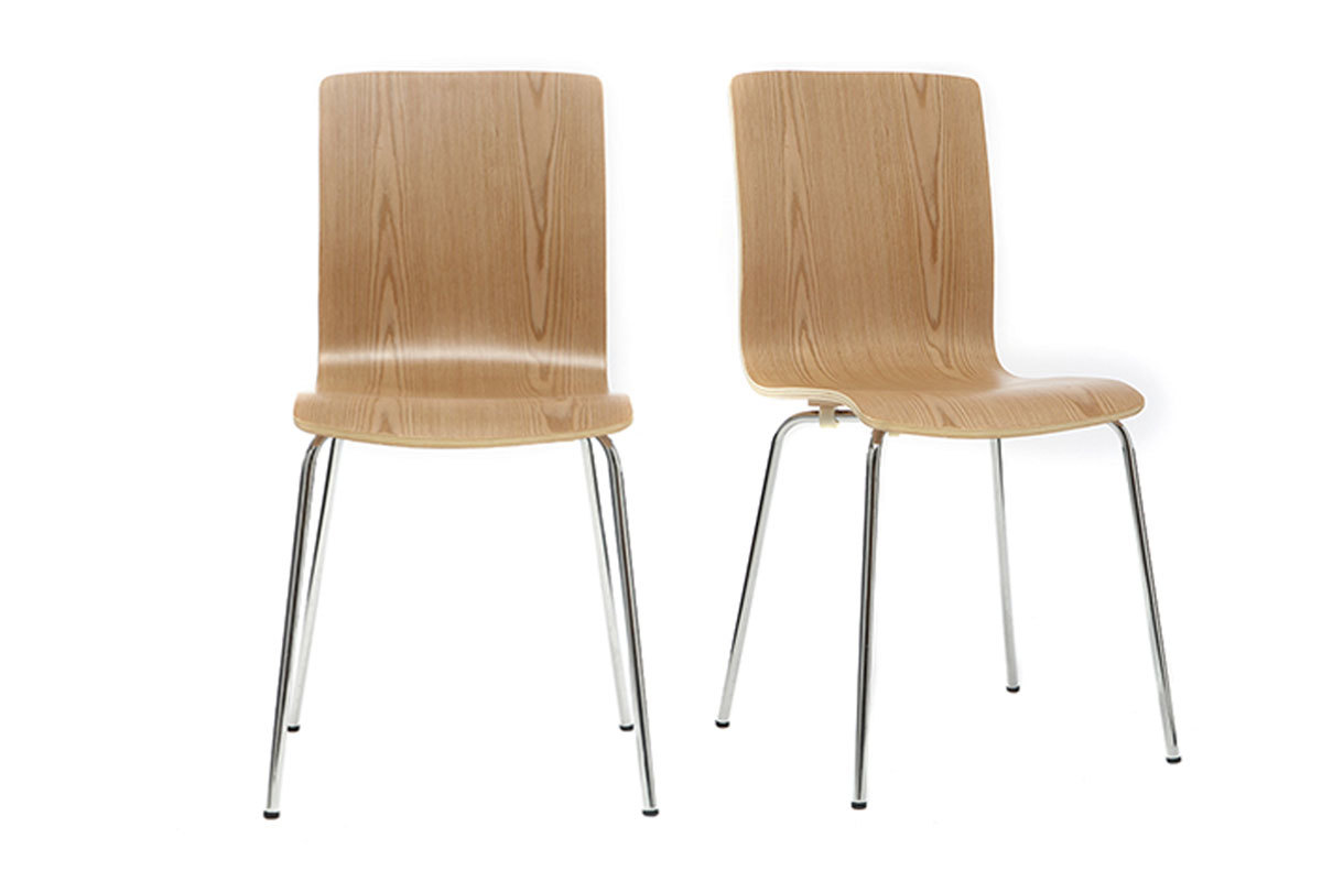 Lote de 2 sillas modernas madera clara