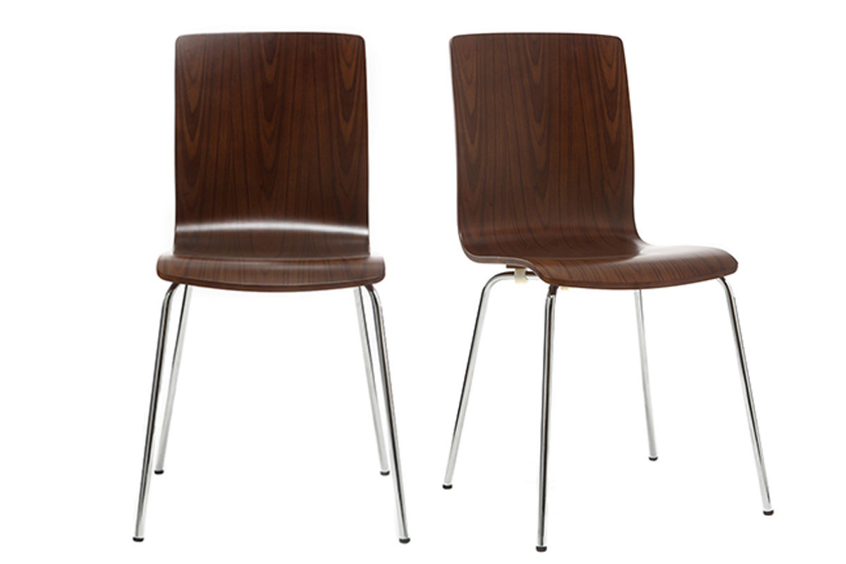 Lote de 2 sillas modernas madera nogal