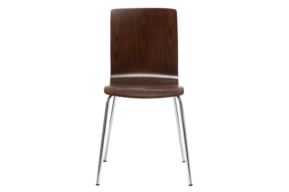 Lote de 2 sillas modernas madera nogal