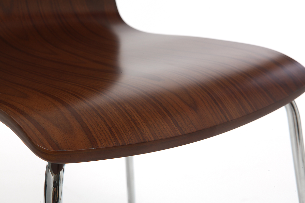 Lote de 2 sillas modernas madera nogal