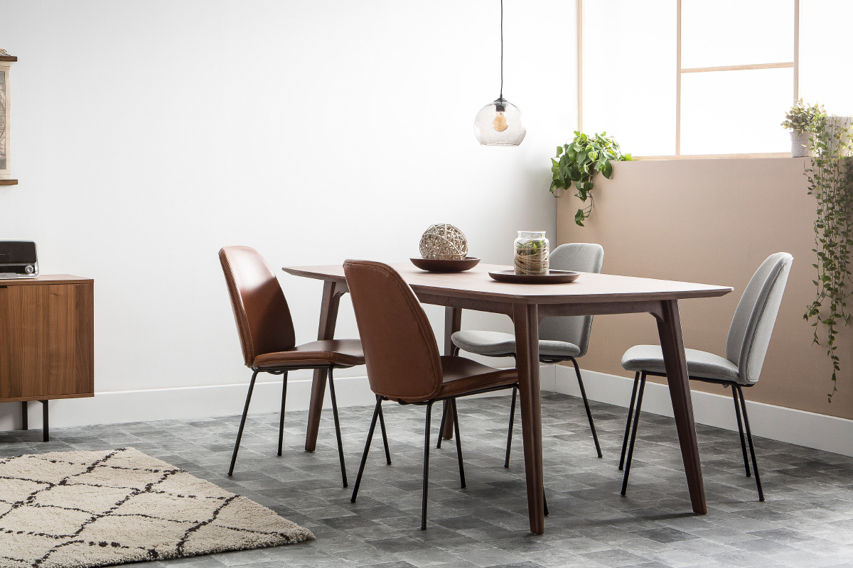 Lote de 2 sillas modernas tejido gris claro PALOMA