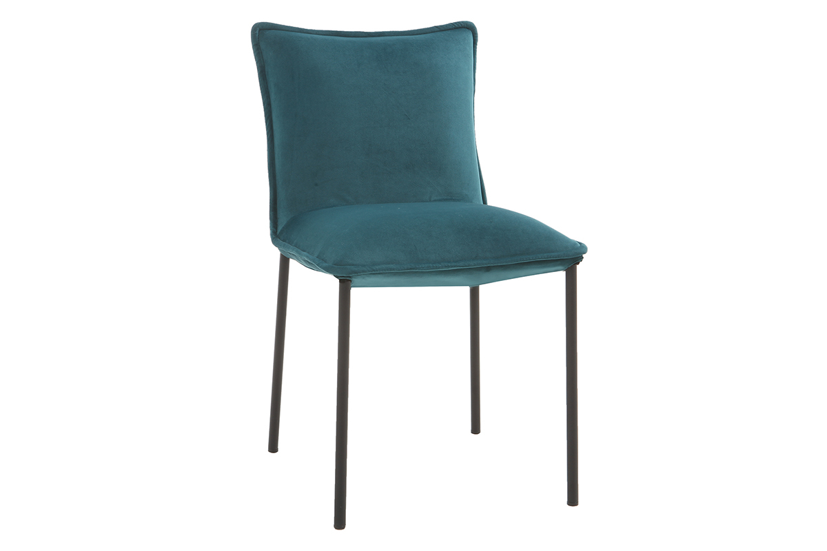 Lote de 2 sillas modernas terciopelo azul petrleo SOLACE