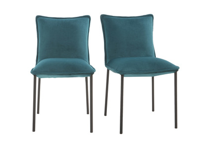 Lote de 2 sillas modernas terciopelo azul petróleo SOLACE