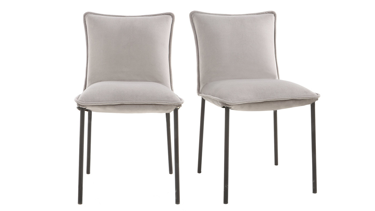 Lote de 2 sillas modernas terciopelo gris SOLACE