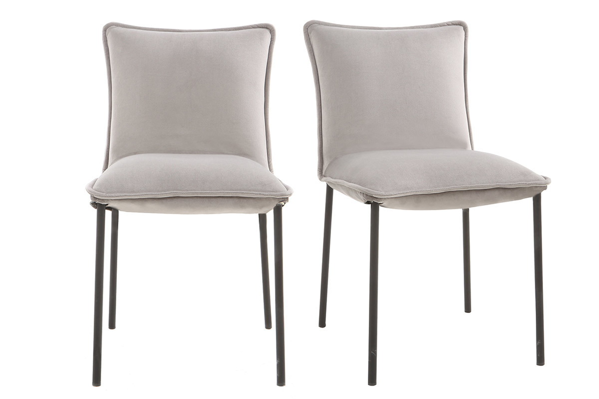 Lote de 2 sillas modernas terciopelo gris SOLACE