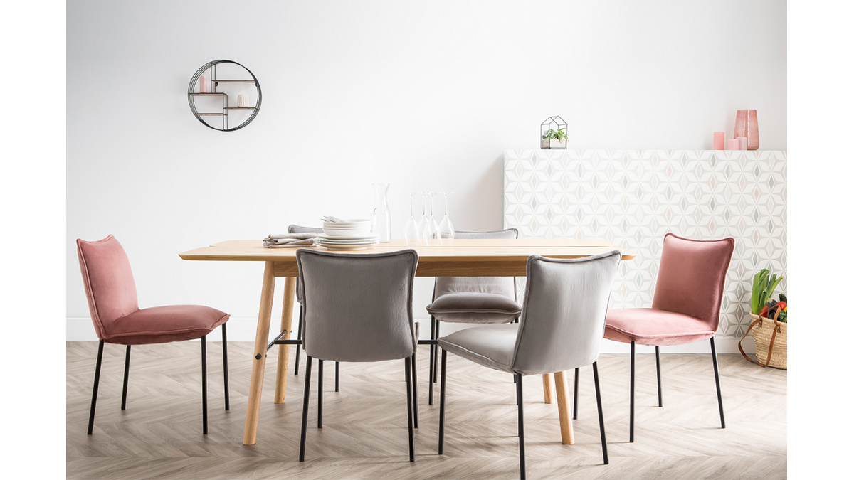 Lote de 2 sillas modernas terciopelo gris SOLACE