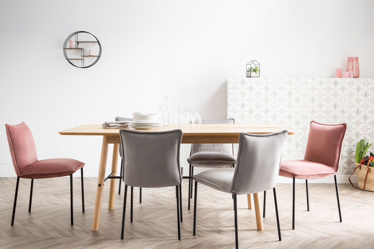 Lote de 2 sillas modernas terciopelo gris SOLACE