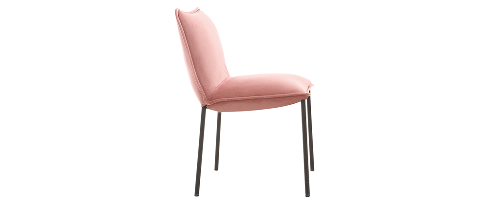 Lote de 2 sillas modernas terciopelo rosa SOLACE