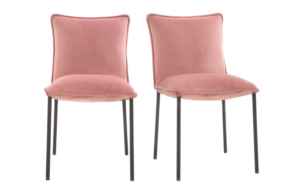 Lote de 2 sillas modernas terciopelo rosa SOLACE