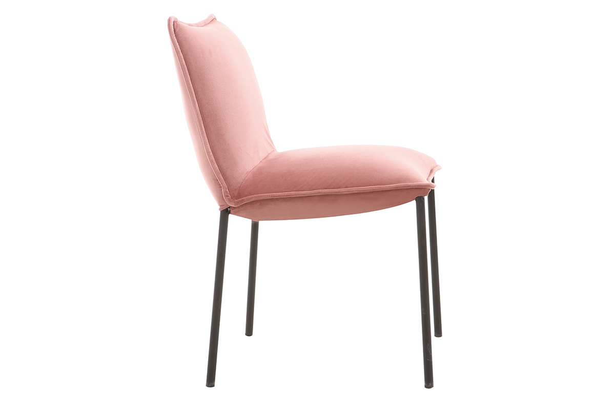 Lote de 2 sillas modernas terciopelo rosa SOLACE
