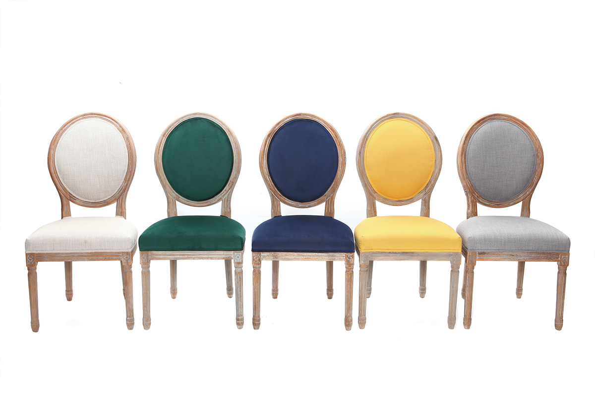 Lote de 2 sillas terciopelo verde esmeralda patas madera clara LEGEND