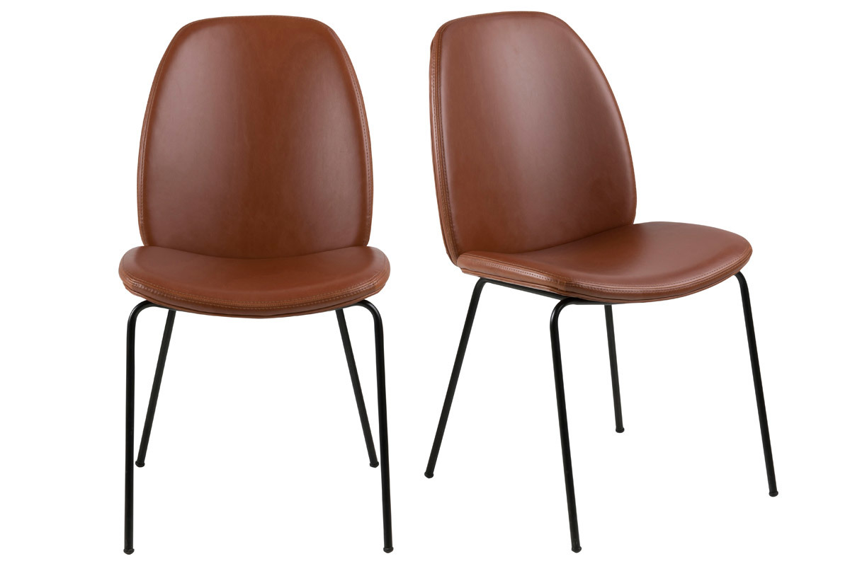 Lote de 2 sillas vintage polipiel marrn PALOMA