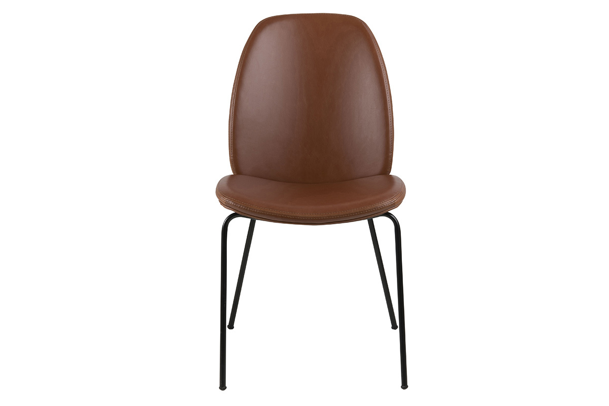 Lote de 2 sillas vintage polipiel marrn PALOMA