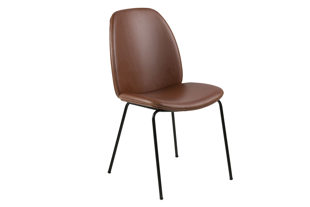 Lote de 2 sillas vintage polipiel marrn PALOMA