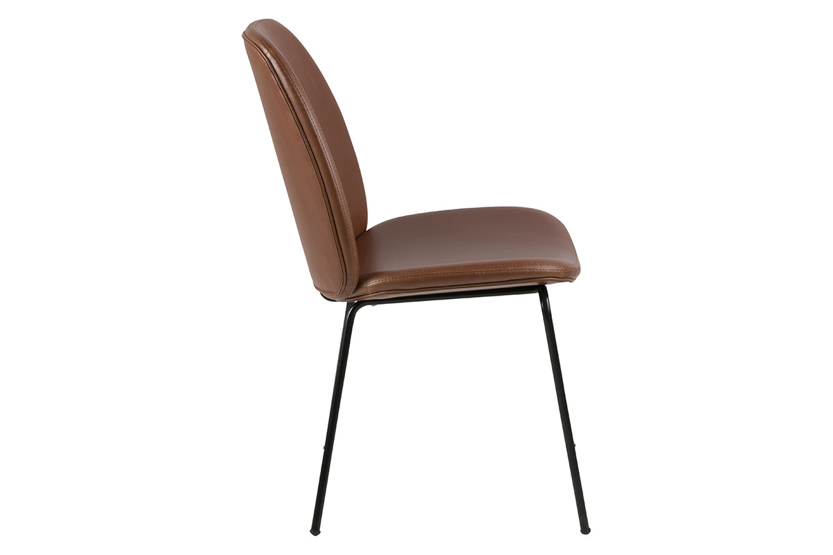 Lote de 2 sillas vintage polipiel marrn PALOMA