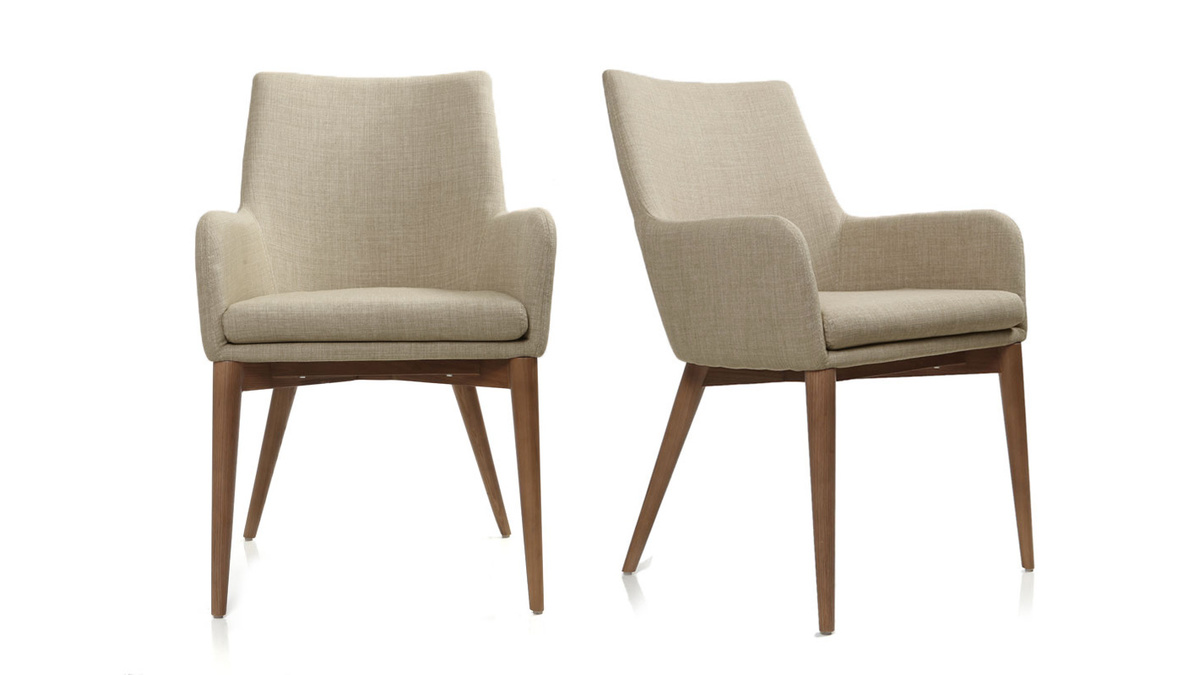 Lote de 2 sillones de diseo en polister beige SHANA