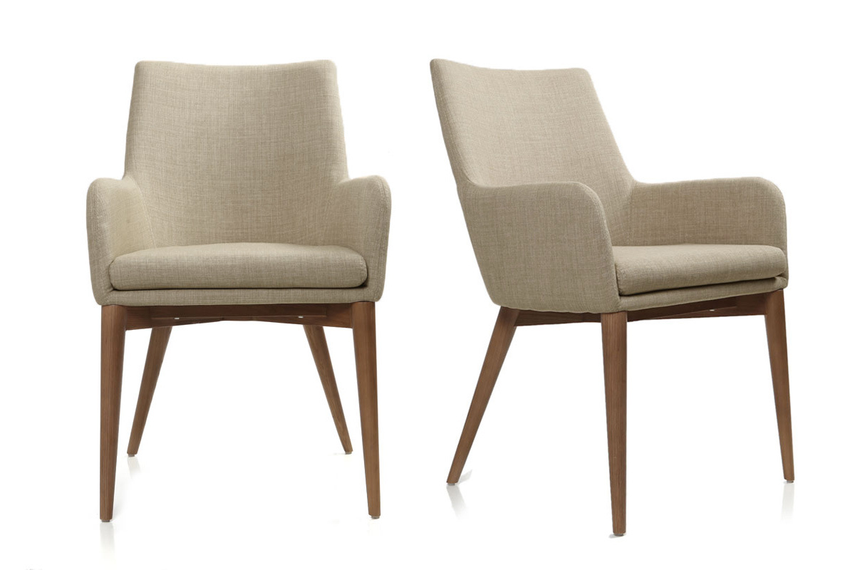 Lote de 2 sillones de diseo en polister beige SHANA