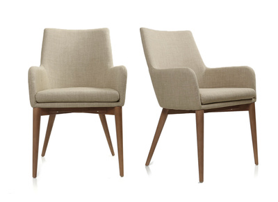 Lote de 2 sillones de diseño en poliéster beige SHANA