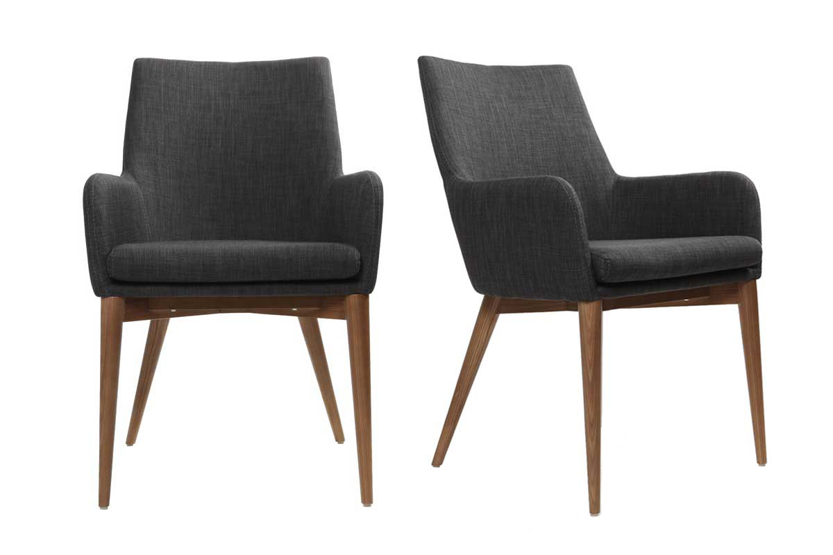 Lote de 2 sillones de diseo en polister gris antracita SHANA
