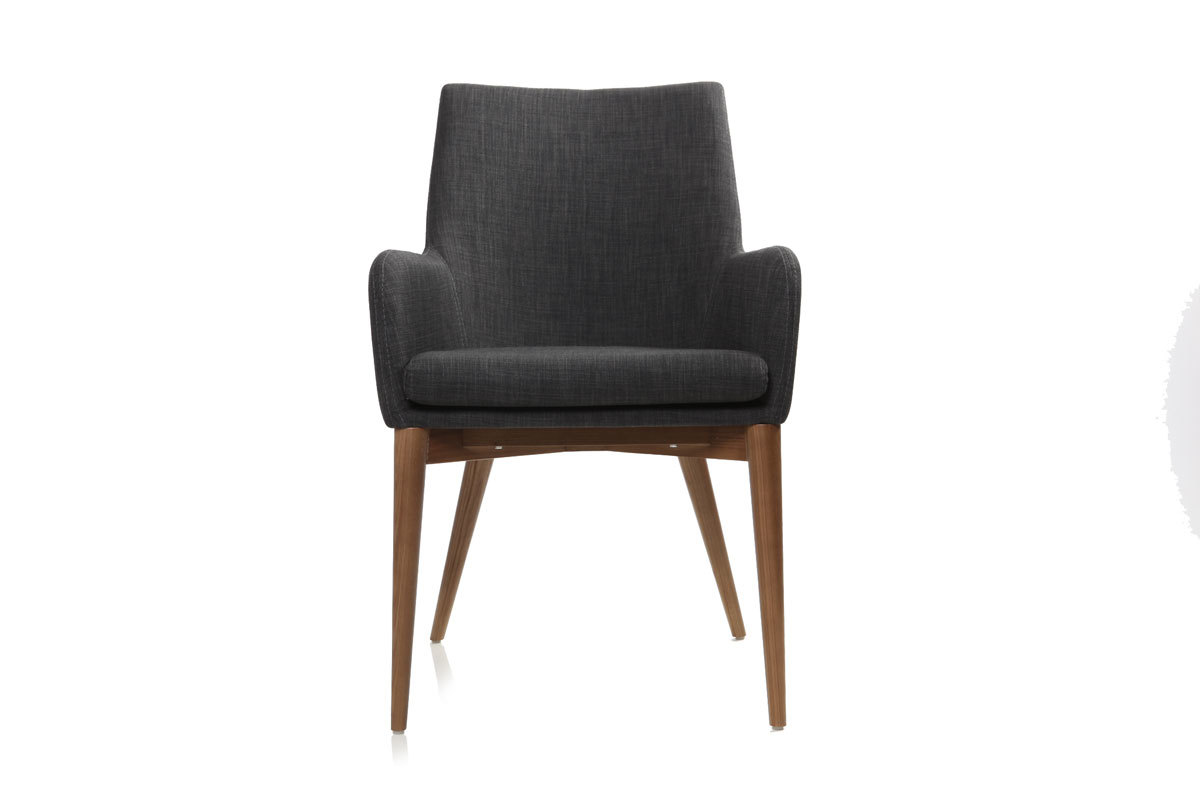 Lote de 2 sillones de diseo en polister gris antracita SHANA