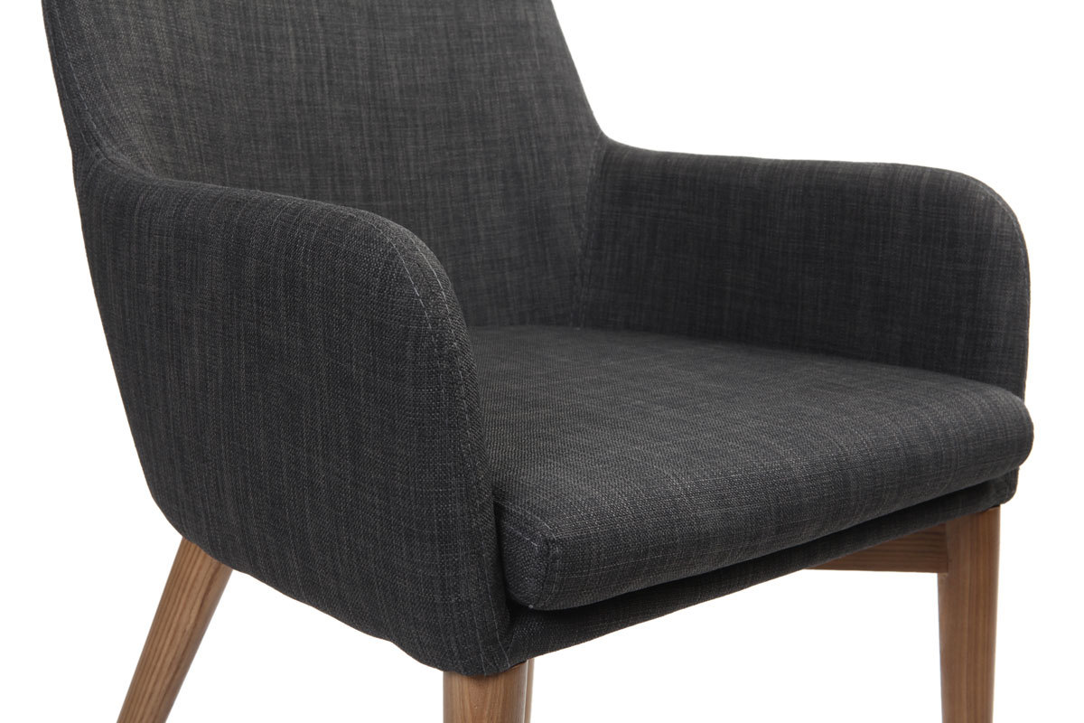 Lote de 2 sillones de diseo en polister gris antracita SHANA
