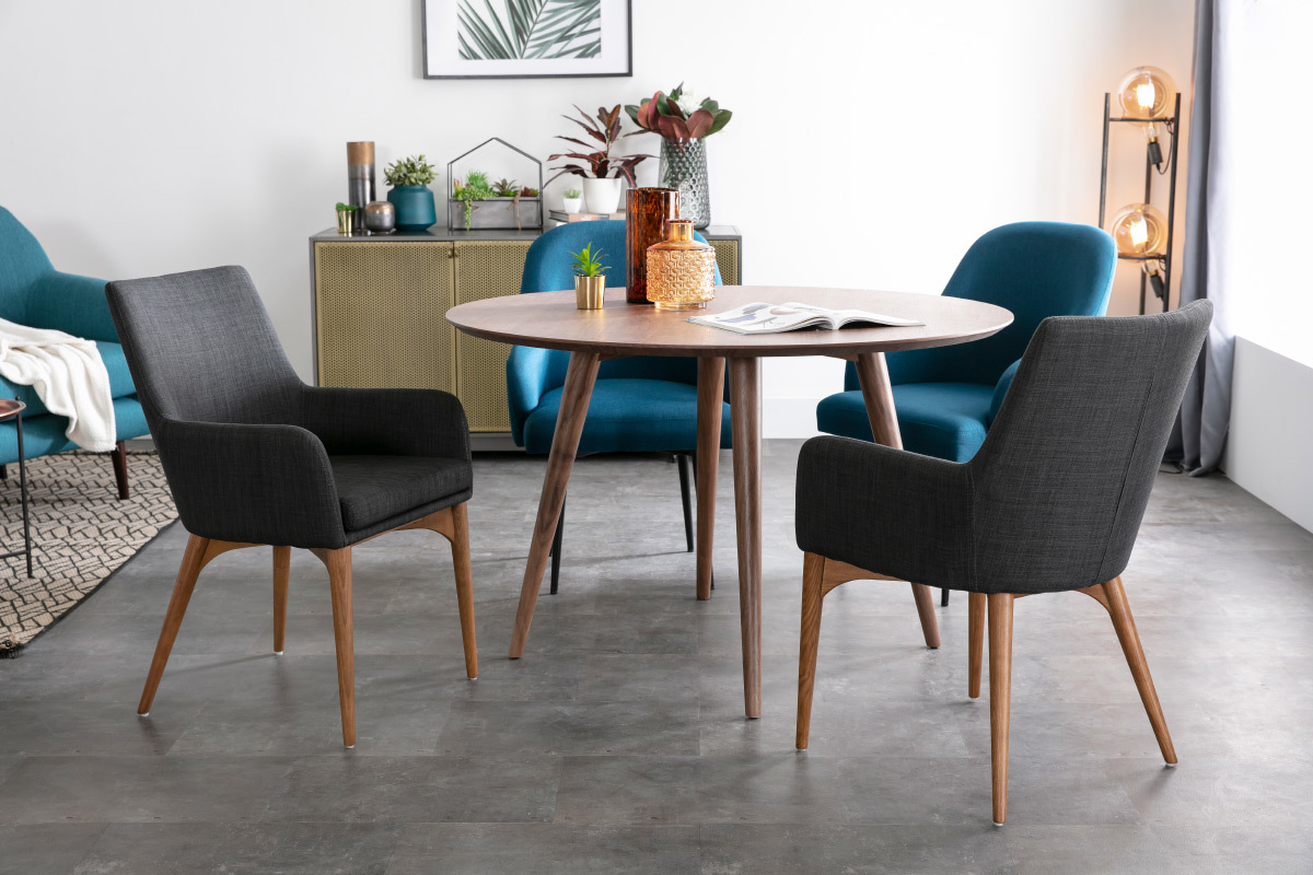 Lote de 2 sillones de diseo en polister gris antracita SHANA