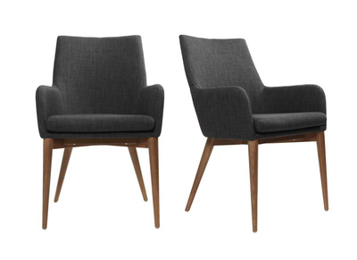 Lote de 2 sillones de diseño en poliéster gris antracita SHANA - Lote de 2 sillones de diseño en poliéster gris antracita SHANA