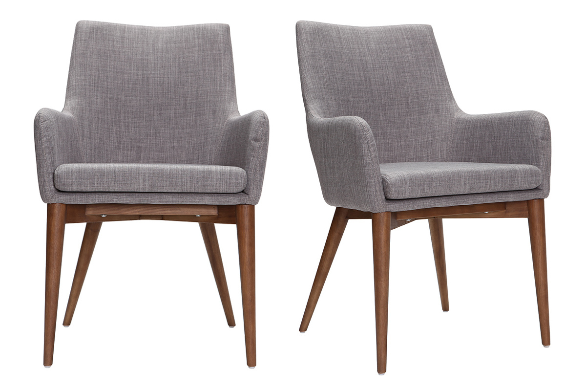 Lote de 2 sillones de diseo en polister gris claro SHANA